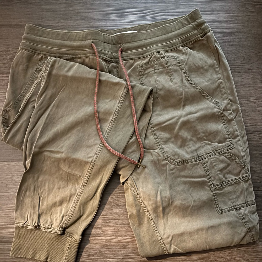 Anthropologie Nomad Olive Green High Rise Drawstring Joggers Sz XL Tall - Picture 6 of 6